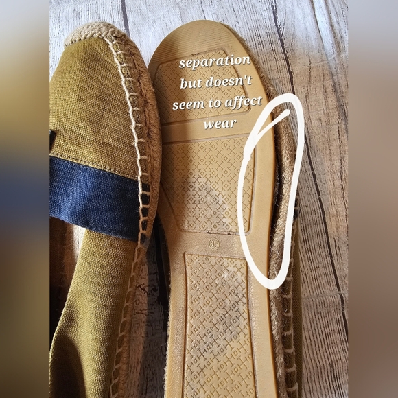 Tory Burch Size 8.5 Weston Espadrille Slip On Olive Green & Navy Blue Canvas Sho - Picture 10 of 11